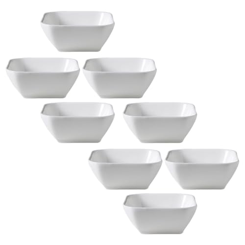 Kichvoe Juego de 8 Cuencos Cuadrados de Cerámica en Color Claro para Salsas, Platos para Condimentos 8x8x3,4 Cm, Multiusos para Cocina y Mesa, Vajilla Hogar