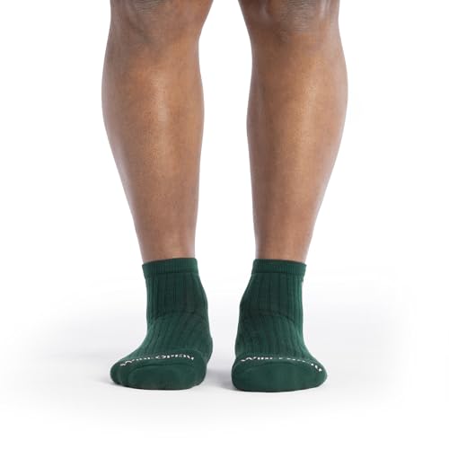 Wide Open Quarter Mens Socks Merino Wool for Men Everyday Basic Wide Ankle for Wide Feet- SPRUCE XLarge