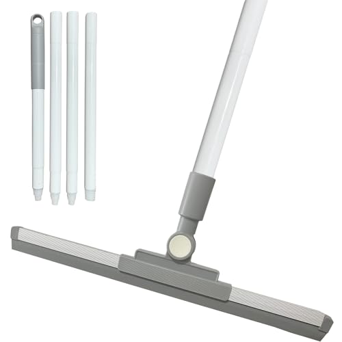 Image of Squeegee Broom for Floor Shower Squeegee with Long Handle Rubber Wiper for Bathroom Tile Shower Glass Car Window Deck Patio Cleaning