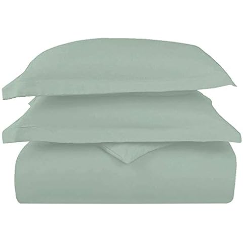 Pizuna Deluxe Seafoam Green Double Duvet Cover Set Cotton, 600 Thread Count 100% Long Staple Cotton Duvet Cover Double 200x200, Sateen Quilt Cover Double with Button Closure (Double Bed Duvet Cover) Cover