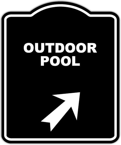 OUTDOOR POOL Black Sign Arrow Up Right Aluminum Composite Sign 8.5 x 10 inches