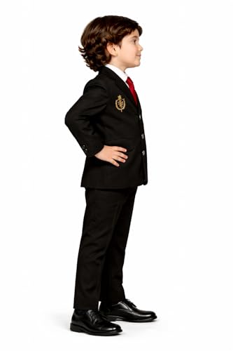 Image of Boys Satin Formal Suit 3 Pcs Set Blazer, Pant Tie Premium Kids Suit for Wedding, Birthday