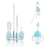 VOGOGE Baby Straw Brush Set, 4 Piece Cleaner Kit with Standable Key Ring – for Sippy Cups, Weighted Straw Cups & Baby Bottles – Designed for 0–24 Months, Blue