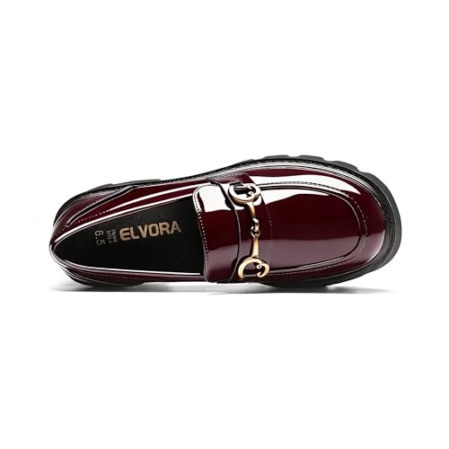 Image of Black Platform Loafers for Women - Women's Slip-On Leather Loafers, Chunky Comfort Shoes for Work & Dressy Occasions