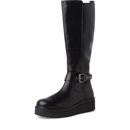 MARCO TOZZI Damen Hohe Stiefel ohne Absatz Kniehoch mit Plateau, Schwarz (Black), 40 EU MARCO TOZZI Damen Hohe Stiefel ohne Absatz Kniehoch mit Plateau, Schwarz (Black), 40 EU