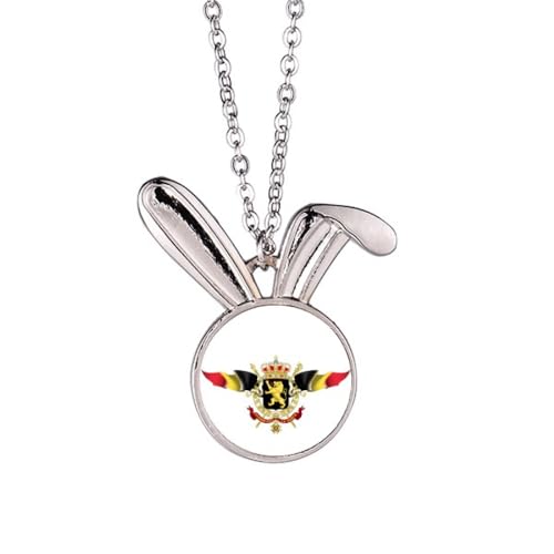 Collier lapin emblème national belge : fin pendentif gravé haute finition