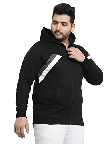 Image of Kalt Men Full Sleeves Zipper Fleece Striped Hoodie