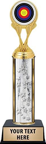 Crown Awards Archery Target Trophies, Personalized Silver Archery Target Trophy with Custom Engraving Prime