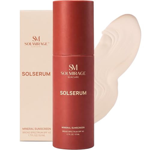 Image of Solserum Broad Spectrum SPF 40 Mineral Sunscreen for Face - Lightweight Serum with Zinc Oxide, Hydrating, Sheer Dewy Finish, For Sensitive Skin (1.7 oz)