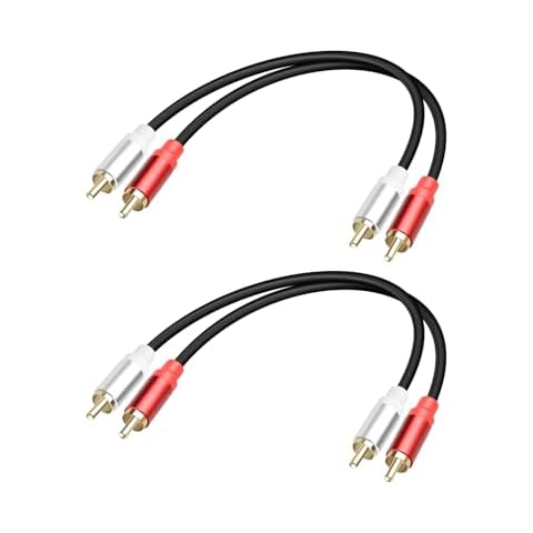 GELRHONR 2Pack 2RCA to 2RCA Cable 1FT, Short 2 RCA Male to 2 RCA Male Stereo Audio Cable for Subwoofer, Speaker, Home Theatre and More (M to M) Cover