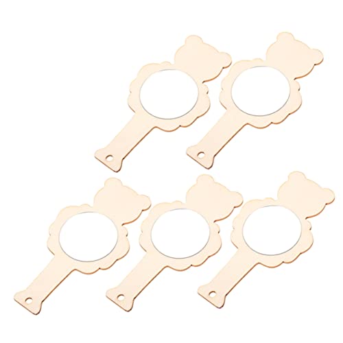 minkissy 5pcs DIY Wooden Mirror Kids DIY Painting Mirror Unpainted Craft Accessories for Kids Wall Decor