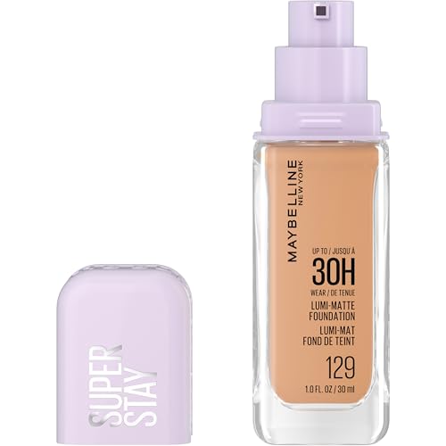 Image of Maybelline Super Stay Lumi-Matte Foundation, Lightweight and Buildable Full Coverage Foundation Makeup For Up To 30HR Wear, 129, 1 Count