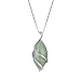 Sterling Silver Genuine Green Jade and Diamond Pendant Necklace, 18