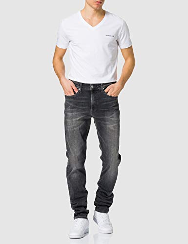 Calvin Klein Jeans Herren Micro CK Slim Stretch V Neck Tee T-Shirt, Bright White, M