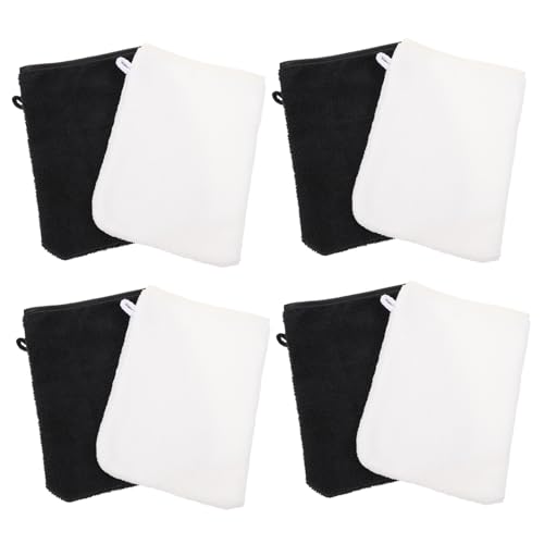 VICASKY 8pcs Facial Makeup Gentle Washable Simple Face Skin Exfoliating Foaming Cleaning Gloves Beauty Supply Washing Gloves Powder Fiber