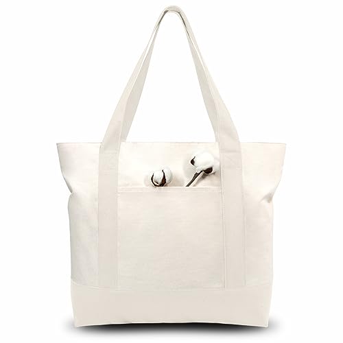 TOPDesign 1-Pack Canvas Tote Bag with an External Pocket, Reusabl...