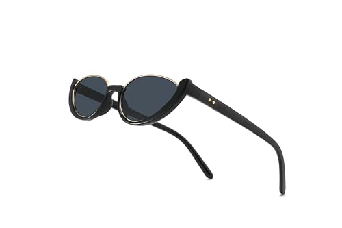 Hattie Small Cat Eye Sunglasses Half-frame Glasses For Driving Outdoor Fashion Wear Womens Gifts Narrow Shades Black2