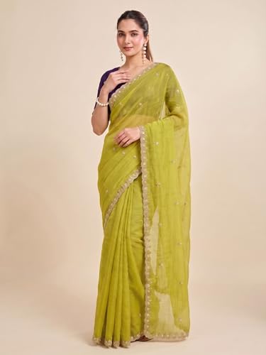 Image of Women's Chiffon Saree with Unstitched Blouse Piece