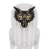 HAOAN Viking Wolf Mask Faux Fur Headdress Werewolf Barbarian for Halloween Cosplay Costume Accessories