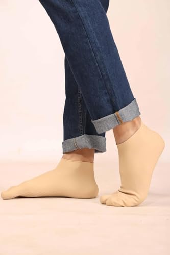 Image of JEBISON waterproof Rubber Socks, Anti Crack Gel Heel Ankle Length And Foot Protector Moisturizing Socks for Foot Care,Pain Relief for Men And Women(1 PAIR) (SKIN BROWN) (LARGE)