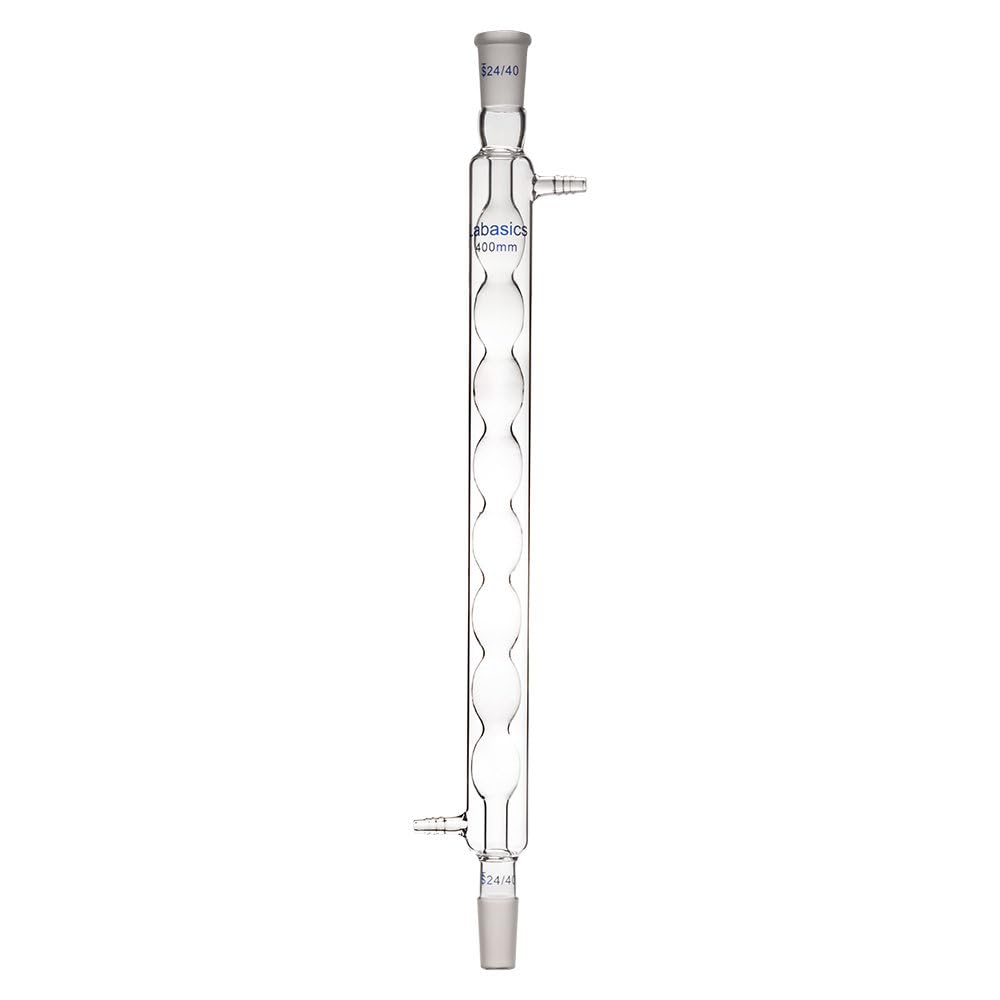 Labasics Borosilicato Vetro Condensatore Allihn con 24/40 Comune e Lunghezza Giacca 400mm, Condensatore in Vetro da Laboratorio Glass Allihn Condenser
