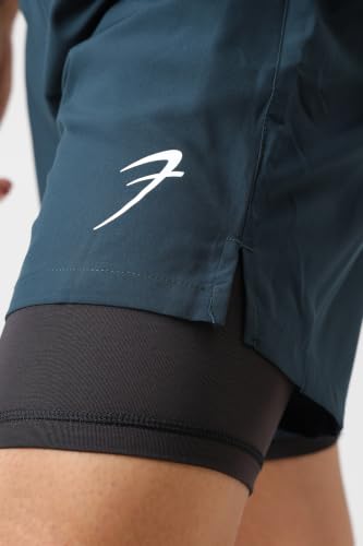 Image of FUAARK Double Layer 2 in 1 Sports Shorts with Inner Tights for Men Gym Tight Short with Pocket