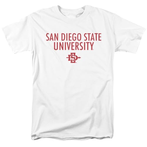 San Diego State University Stacked Unisex Adult T Shirt White Large