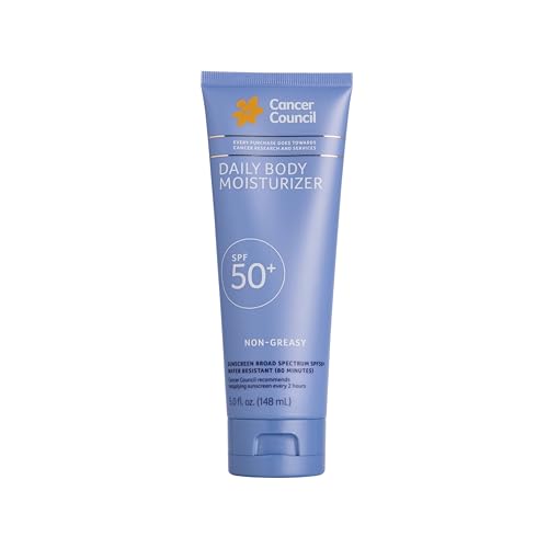 Cancer Council Sunscreen Body Lotion Moisturizer, SPF50+, Sun Care with Vitamin E, Aloe Vera, Broad Spectrum UVA/UVB Sun Protection, Sensitive Skin, Paraben & Fragrance Free, Water Resistant, 150ml