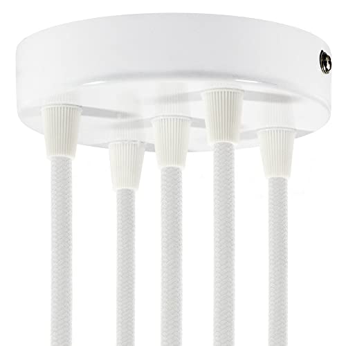 creative cables - Kit rosone cilindrico in Metallo a 5 Fori - Cilindrico, Nero Perla