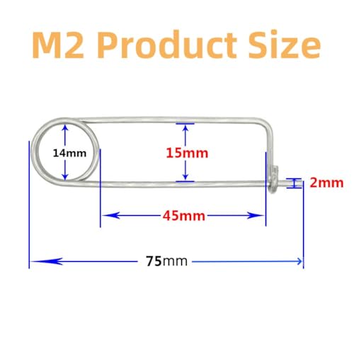 MerciL 8PCS Steel Brooch Shape Cotter Safety Pins, Spring Pin Wire Lock Pin Quick Lock Brooch Locking Fastener for Farm Lawn Garden Hitch (M2*75)