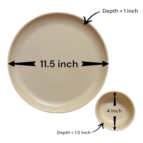 Image of Unbreakable Plastic Dinner Plates and Bowls Set | Set of 6 Plates and 12 Bowls | BPA Free | Food Grade Material | Microwave Safe