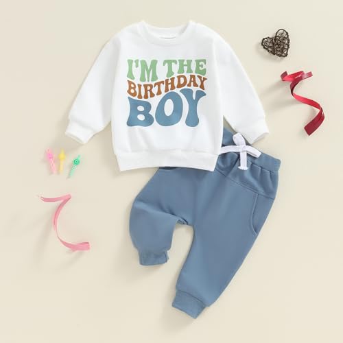 Kayotuas Baby Boy Birthday Outfit Toddler Fall Clothes Infant Birthday Boy Shirt & Pants Set Cute 2 Piece Cake Smash Outfits2