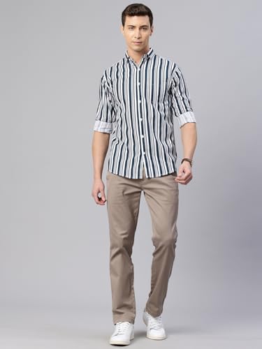 Image of Majestic Man Men's Standard Slim Fit Striped Pure Cotton Casual Shirt
