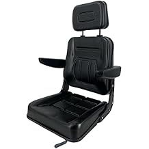 Universal Forklift Seat with Armrest Backrest Headrest, Suspension Seat With Slide Rails Fits Excavator Forklift, Tractor, Skid Loader, Heavy Mechanical Seat