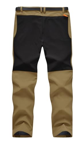 Rdruko Skihose Herren Wasserdicht Winter Softshellhose Winddicht Wanderhose Warme Winterhose Thermo Gefüttert Snowboardhose Trekkinghose mit Taschen (Khaki, XL)