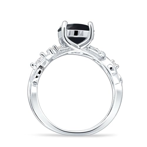 Two Piece Pear Teardrop Natural Black Onyx Leaf Infinity Twisted Curved Band Bridal Set Vintage Style Wedding Engagement Ring 925 Sterliing Silver3