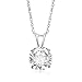 10K White Gold Solitaire Pendant Necklace set with Round Cut Swarovski Zirconia (2 cttw), 18"