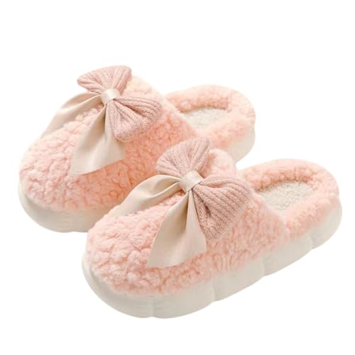 Cute Bow Slippers for Women & Men - Cozy House Slippers with Memory Foam & Plush Interior - Indoor/Outdoor Shoes