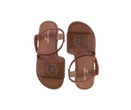 Image of bebe Girls' Sandals - Trendy Flat Designs with Rhinestones, Puffy Straps, Embossed Details and Charms for Toddlers /Little Kids /Big Kids