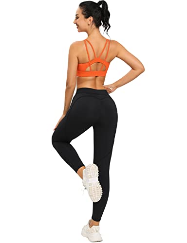Songsky Push Up Sports Bra For Women, Sexy Twist Front Padded Low Impact V-Neck Strappy Sports Bra Workout Yoga Crop Tops (Wx2873_Orange_M) #TOP5