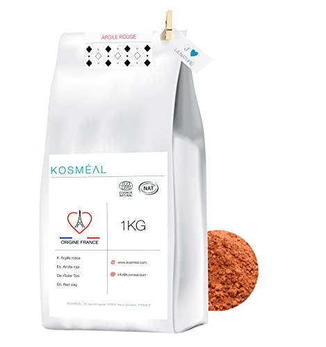 Argilla Rosso in Polvere Ventilata Francese 1KG - 100% Puro E Naturale - Imballaggio Ecologico Carta Kraft Bianca