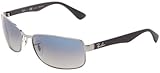 Ray-Ban RB3478 Rectangular Sunglasses, Grey,Crystal Polarized Blue Gradient & Grey, 63 mm