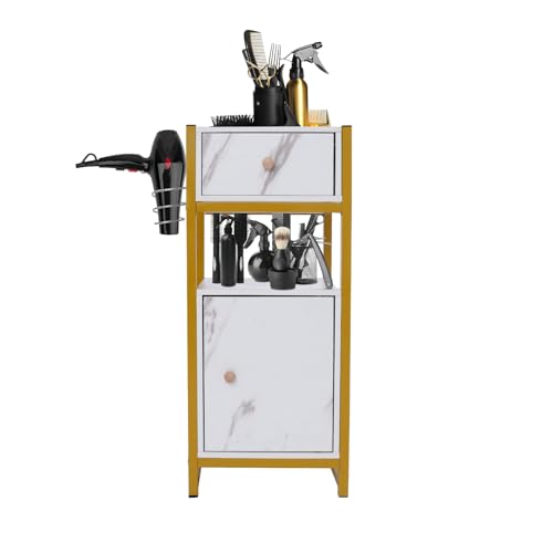 Beauty Salon Station, Barber Station with Drawer/Cabinets and Hair Dryer Holders, Salon Storage Cabinet Hair Tool Rack for Barber Stores, Salons,Locker Rooms
