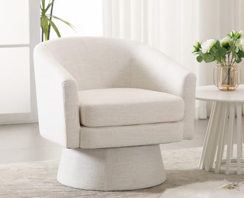 Sillón redondo cómodo beige de tela