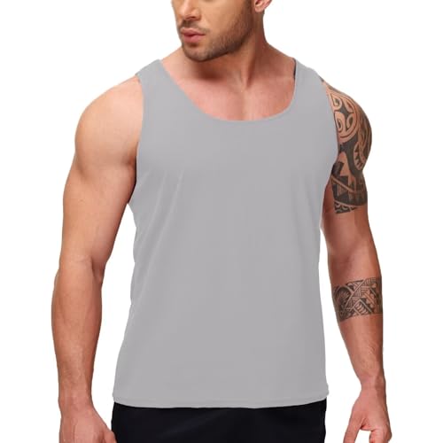 Jiasinju Men's Tank Tops Workout Gym Sleeveless Bodybuilding Shirts Athletic Muscle Tee Shirts, Flower Grey, S