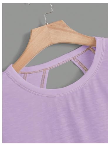 Image of SOLY HUX Women Open Back Tops Workout Backless Tee Casual Athletic Shirts Short Sleeve Oversized Gym T Shirt