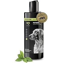 Peticare Perro Champu contra Picor Fuerte, Anti-Pulgas y Anti-Acaros - Tratamiento para Parasitos y Repelente, Shampoo, Ingredientes eficaces - petDog Health 2104