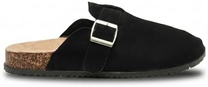 GLAMORA Zuecos Mujer Cerrados con Hebilla Ajustable, Ante, Planos...