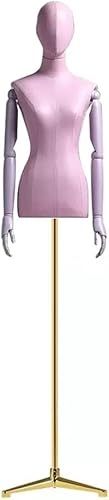 MKLFBY Maniquí de forma de vestido femenino, torso de maniquí de cuerpo de poliuretano con soporte de metal ajustable en altura, brazos de madera,