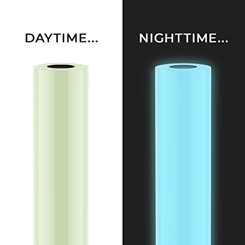 Vvivid Deco65 Glow In The Dark Blue Permanent Adhesive Craft 12 Inches X 4 Feet Vinyl Roll For Cricut, Silhouette & Cameo Including Free 12 Inches X 12 Inches Transfer Paper Sheet #TOP5